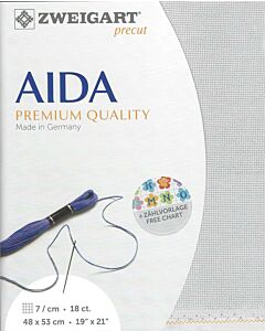 Borduurstof  aida 18counts - 7 kruisjes kleur 705 grijs van Zweigart  48x53cm groot