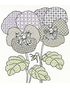 Bothy Threads borduurpakket Blackwork viooltjes XBW9 telpatroon