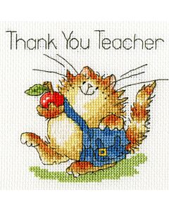 Bothy Threads borduurpakket wenskaart thankyou teacher XGC13 telpatroon