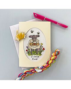 Bothy Threads borduurpakket wenskaart I love ewe XGC40 telpatroon