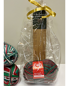 Cadeaupakket sokkenbreier - Kerst sokkenwol en houten sokkenliniaal | C.R. Couture