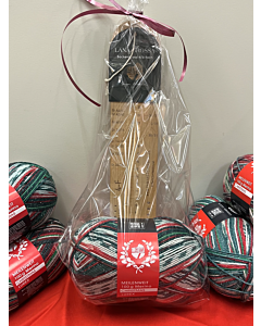 Cadeaupakket sokkenbreier - Kerst sokkenwol en houten sokkenliniaal | C.R. Couture