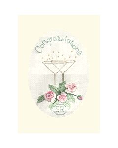 Bothy Threads borduurpakket wenskaart rozen en champagne CDG12 telpatroon