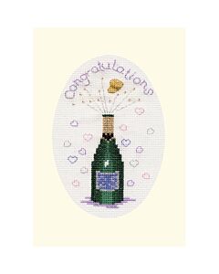 Bothy Threads borduurpakket wenskaart champagne CDG9 telpatroon.