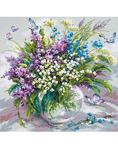 Borduurpakket Tender May veldbloemen Chudo Igla met telpatroon 040-070