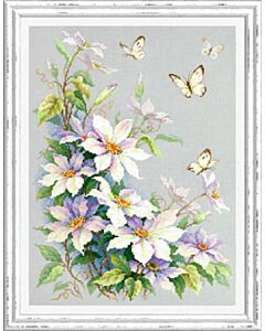 Borduurpakket Clematis - Magic needle met telpatroon.