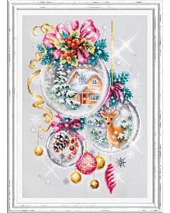  Borduurpakket  kerstballen - Magic needle 100-247 met telpatroon