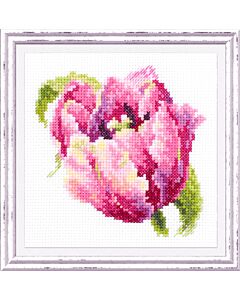  Borduurpakket  pink tulp - Magic Needle met telpatroon.