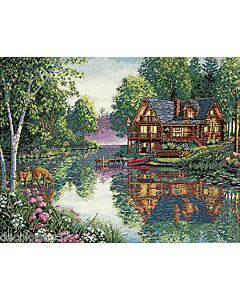 Borduurpakket Huis aan waterkant van dimensions  gold collection 35183 Cabin Fever