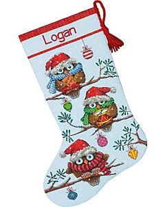 Dimensions borduurpakket kerstsok uiltje 70-08951