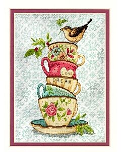 Borduurpakket Stacked Tea Cups - Gestapelde Theekopjes dimensions 70-65171 