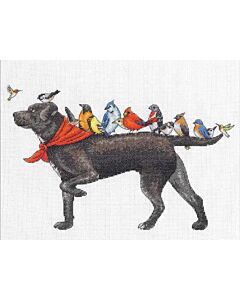 Dimensions borduurpakket hond met vogels 70-35385
