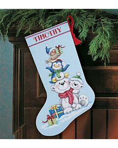 Dimensions borduurpakket kerstsok wintervriendjes 70-08840