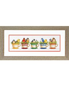 Dimensions borduurpakket theekopjes met vogels 70-35394