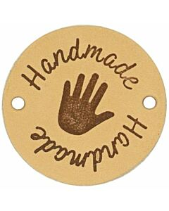 Durable leren labels 'handmade' 