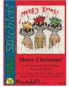 Mouseloft borduurpakket kerstviering met stokstaartjes E35stl telpatroon incl. kaart & envelop