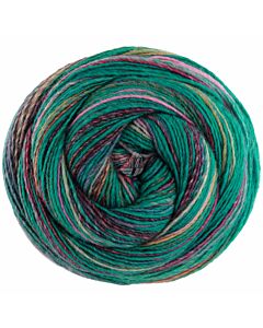 Lana Grossa Gomitolo Magico kleur 3024 (petrol/groen/roze/paars)