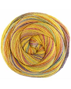 Lana Grossa Gomitolo Magico kleur 3026 (okergeel/groen/paars)