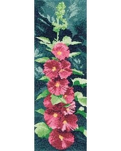 Borduurpakket stokrozen (hollyhocks panel) om te borduren van Heritage Craft