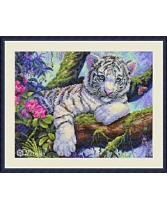 Merejka borduurpakket witte tijger K260 telpatroon