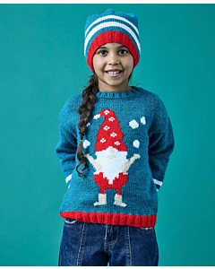 Kinder kerst trui breien met kerst elf en muts