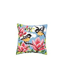 Vervaco borduurpakket voorbedrukt kruissteekkussen meesjes in magnolia pn-0145589