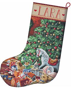 Borduurpakket kerstsok kerst speelgoed Letistitch  L8010