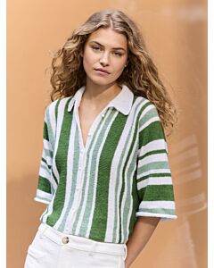 Lana Grossa gestreepte polovest breien van Ecopuno (LB20,M20)