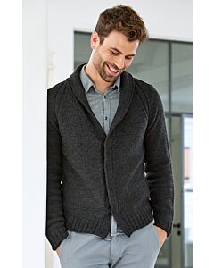 Lana Grossa herenvest breien van Cool Wool Big Mélange (m20)