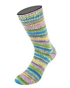 Lana Grossa Landlust Die Sockenwolle kl.821 4-draads (wit/blauw/oranje/paars/groen)