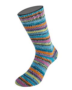 Lana Grossa Landlust Die Sockenwolle kl.821 4-draads (wit/blauw/oranje/paars/groen)