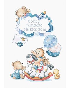 Borduurpakket geboortetegel Bobby voor een jongen letistitch 968