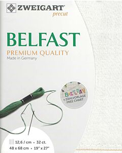 Linnen borduurstof 32 counts kleur 1111 wit met glitter Belfast van Zweigart
