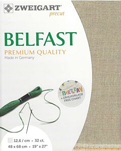 Zweigart linnen borduurstof Belfast 32ounts/12,6 draden per cm kl.53  jute  afm. 48x68cm