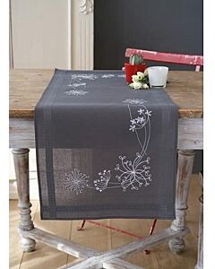 Vervaco borduurpakket voorbedrukte loper Witte bloemen en grassen pn-0165300 40x100 cm