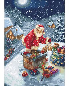 Luca-s borduurpakket kerstman op het dak om te borduren b577