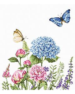 Luca-s Borduurpakket Summer Flowers and Butterflies  - bloemen en vlinders om te borduren ba2360