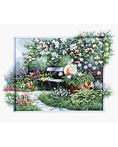 Luca-s Borduurpakket Blooming garden - bloemen tuin om te borduren bu4012