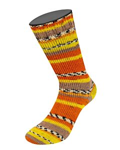 Lana Grossa Meilenweit Aktion kl.3002 (crème/blauw/geel/oranje/rood/bruin) 4-draads sokkenwol