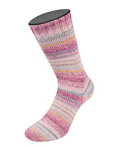 Lana Grossa Meilenweit 100 Cotone Vegano Mango kleur 4458 (lichtgrijs/roze/paars/bruin/oranje)