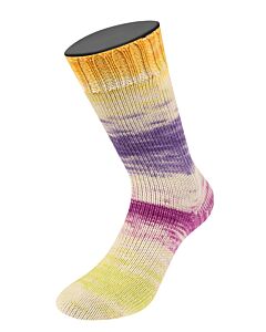 Lana Grossa Meilenweit Merino Dusk Hand-Dyed kleur 6212 (paars/roze/geel/oranje/groen)