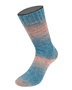 Lana Grossa Meilenweit Merino Extrafine Shades kl.7228 (crème/blauw/oranje)