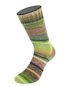Lana Grossa Meilenweit Rainbow kleur 6402 (groen/beige/bruin/paarsrood)