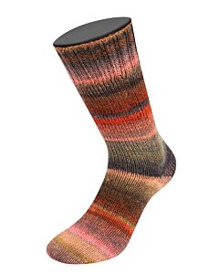 Lana Grossa Meilenweit Rainbow kleur 6404 (oranje/roest/bruin/groen)
