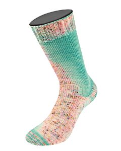Lana Grossa Meilenweit Merino Spray Hand-Dyed kleur 5101 (crème/turquoise gestippeld)