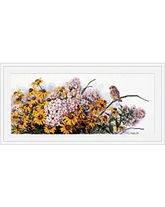 Merejka borduurpakket Black Eyed Susans and Phlox   k208 met telpatroon