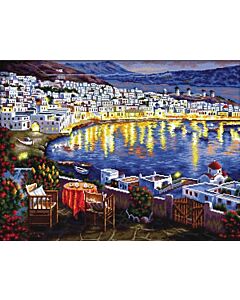 Voorbedrukt borduurpakket  night watching - nacht kijken op aida Needleart World 740.081