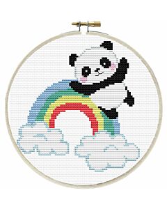 Voorbedrukt borduurpakket regenboog panda Needleart World 240.060