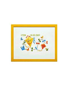 Borduurpakket geboortelap vliegers stein van pako met telpatroon