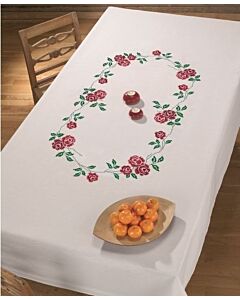 Borduurpakket voorbedrukt tafelkleed rozen van Permin 56-8839R excl garen.